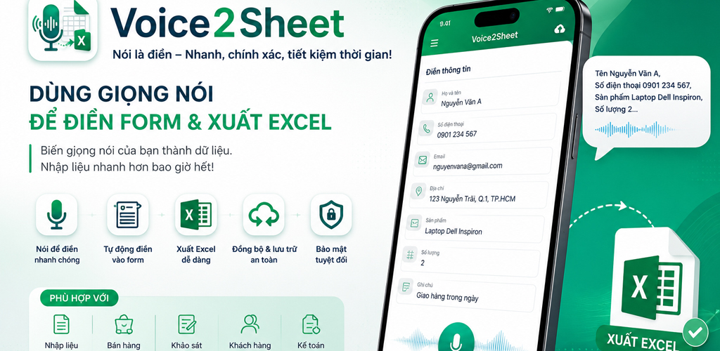 Voice2Sheet banner